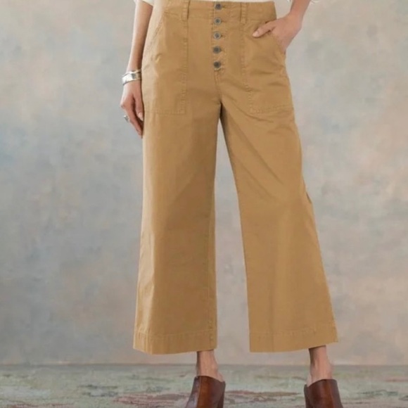 Sundance Pants - Sundance Catalog Wide Leg Crop Pants in 14 Mustard/Gold